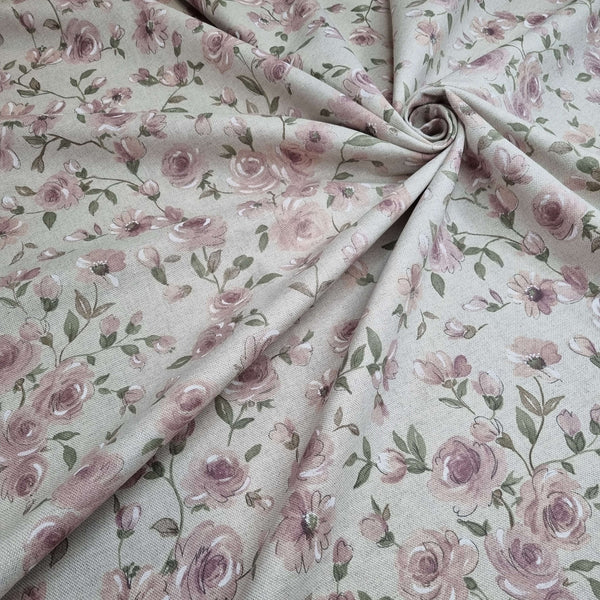 Cotone Fondo Grezzo H 280 cm - FIORI ROSA