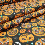 Coton Halloween - CITROUILLES - coupe minimum ou multiples de 25 x 145 cm