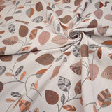 Tissu d'ameublement Jacquard H 140 cm - FEUILLES ET GÉOMÉTRIQUE/SAUMON ET GRIS