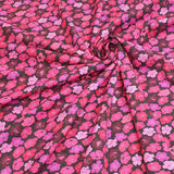 Jersey di Cotone Digital H 160 cm - FIORI FUXIA FONDO NERO