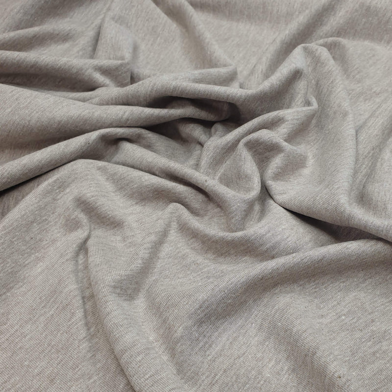 Jersey de coton - COULEUR SOLIDE TAUPE MELANGE - coupe minimum ou multiples de 25 x 150 cm