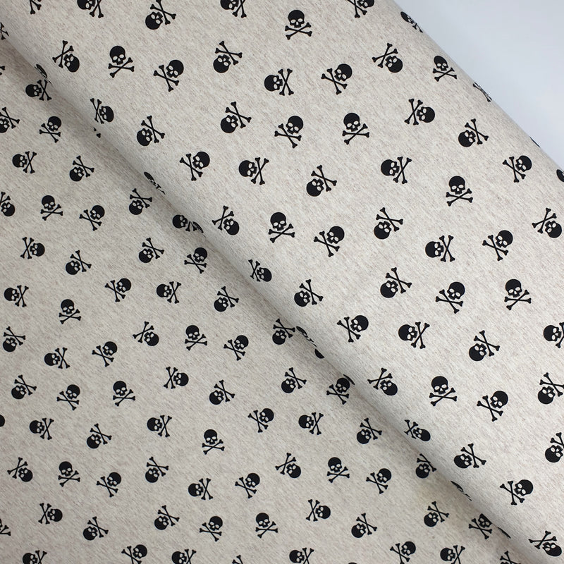 Jersey coton - SKULLS/SAND MELANGE - coupe minimum ou multiples de 25 x 140 cm