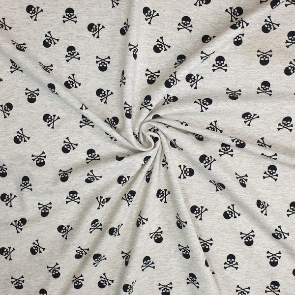 Jersey coton - SKULLS/SAND MELANGE - coupe minimum ou multiples de 25 x 140 cm