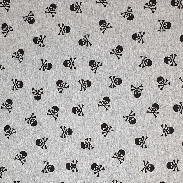 Jersey coton - SKULLS/MELANGE GREY - coupe minimum ou multiples de 25 x 140 cm