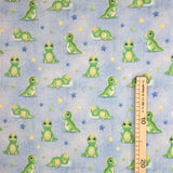 Sweat numérique - BABY DINO FOND BLEU - coupe minimum ou multiples de 25 x 150 cm