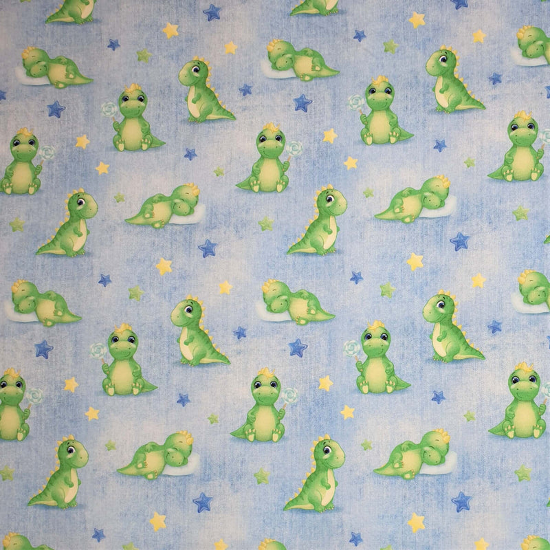 Sweat numérique - BABY DINO FOND BLEU - coupe minimum ou multiples de 25 x 150 cm