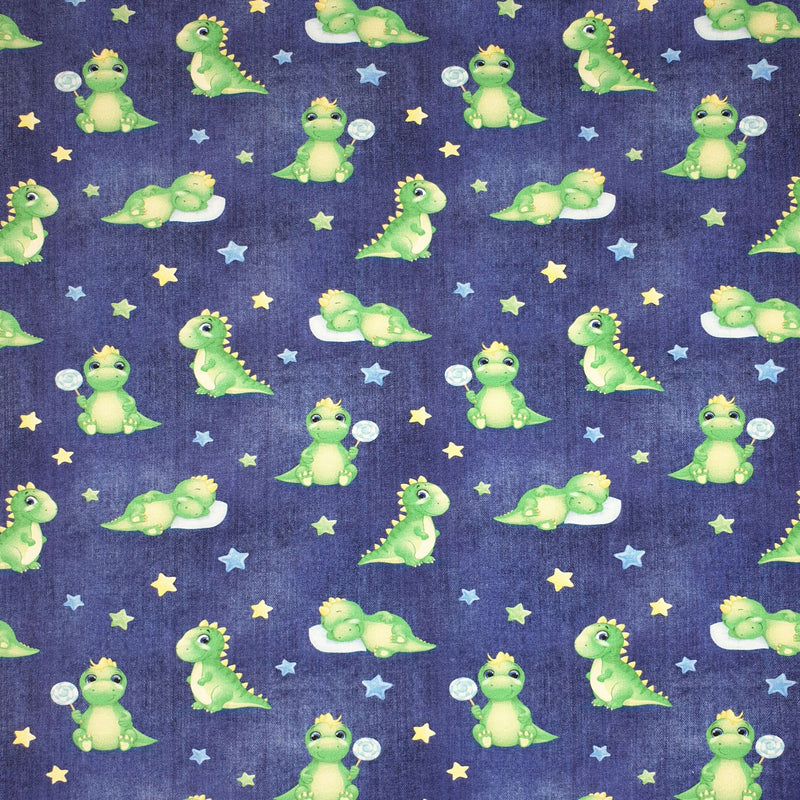 Sweat numérique - BABY DINO FOND BLEU - coupe minimum ou multiples de 25 x 150 cm