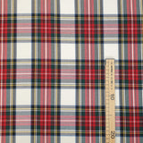 WEISSER SCOTTISH CHECK-Stoff mit Wolleffekt – H 150 cm