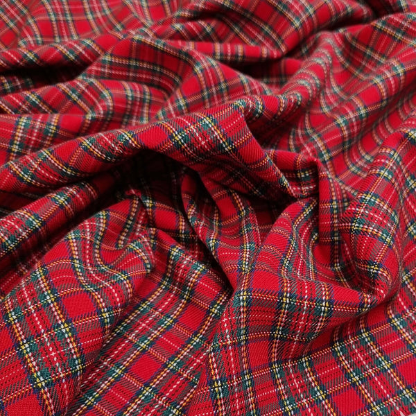 KLEINER ROTER SCOTTISH CHECK Stoff mit Wolleffekt – H 150 cm