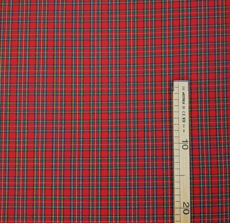 KLEINER ROTER SCOTTISH CHECK Stoff mit Wolleffekt – H 150 cm