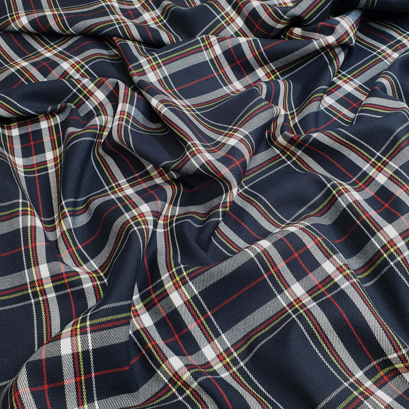 BLAUER SCOTTISH CHECK-Stoff mit Wolleffekt – H 150 cm