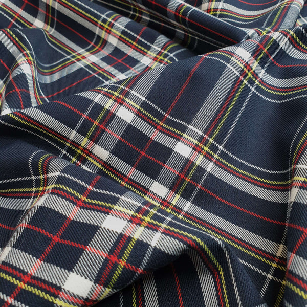 BLAUER SCOTTISH CHECK-Stoff mit Wolleffekt – H 150 cm