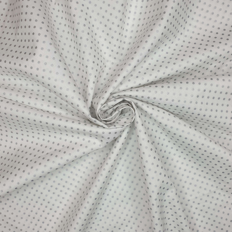 Coton de Noël - SILVER POLKA POLKA FOND BLANC - coupe minimum ou multiples de 25 x 140 cm