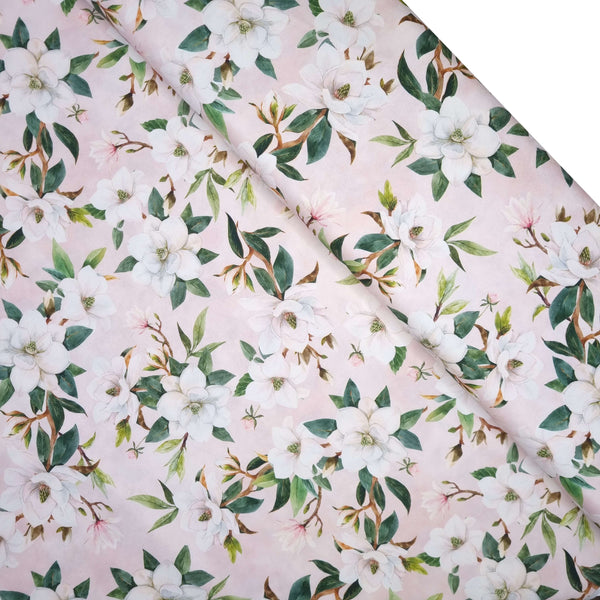 Fonds Digital Coton Panama H 160 cm - MAGNOLIA/ROSE