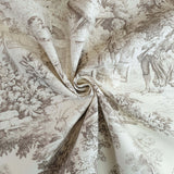 Tissu Toile de Jouy H 280 cm - TAUPE/ECRU