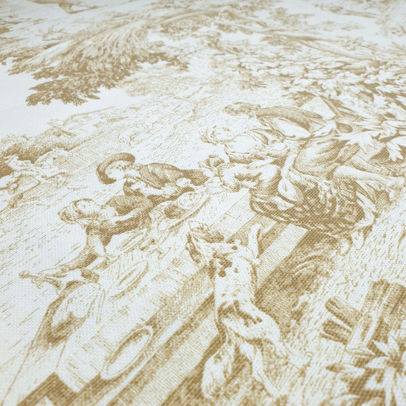 Tissu Toile de Jouy H 280 cm - SABLE/ECRU