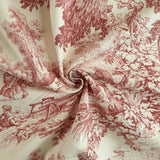 Tissu Toile de Jouy H 280 cm - ROUGE/ECRU