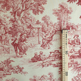 Tissu Toile de Jouy H 280 cm - ROUGE/ECRU