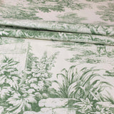 Tissu Toile de Jouy H 280 cm - VERT/ECRU