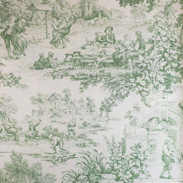 Toile de Jouy-Stoff H 280 cm – GRÜN/ECRU