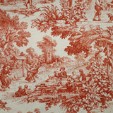 Tissu Toile de Jouy H 280 cm - ORANGE/ECRU