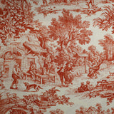 Tissu Toile de Jouy H 280 cm - ORANGE/ECRU