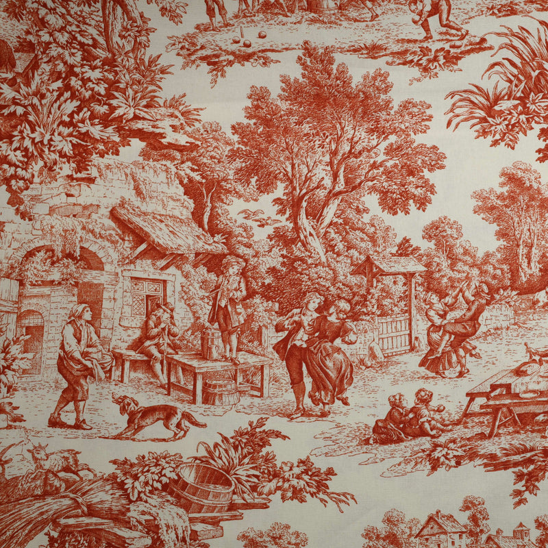 Toile de Jouy-Stoff H 280 cm – ORANGE/ECRU