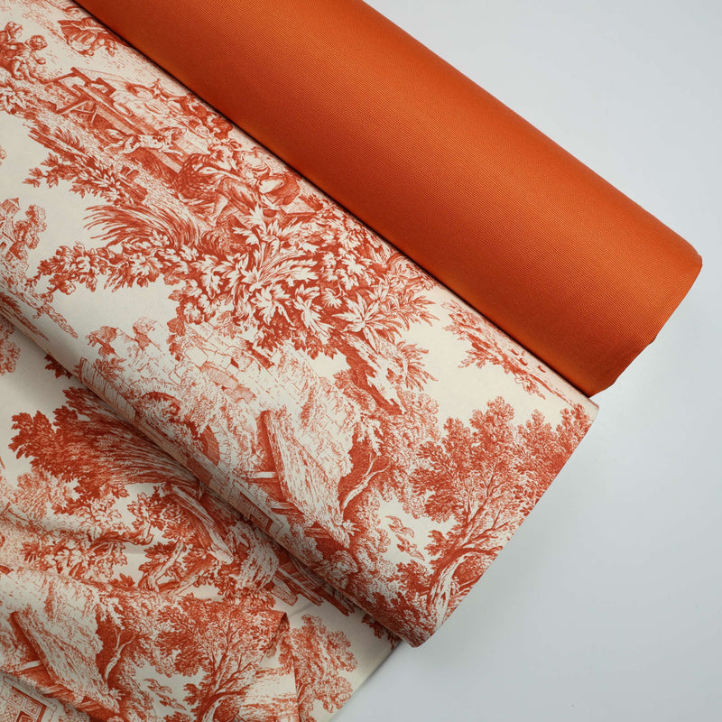 Toile de Jouy-Stoff H 280 cm – ORANGE/ECRU