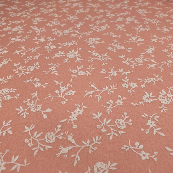 Pannolenci imprimé - Fleurs de sureau rose antique/blanc - coupe minimum ou multiples de 25 x 180 cm