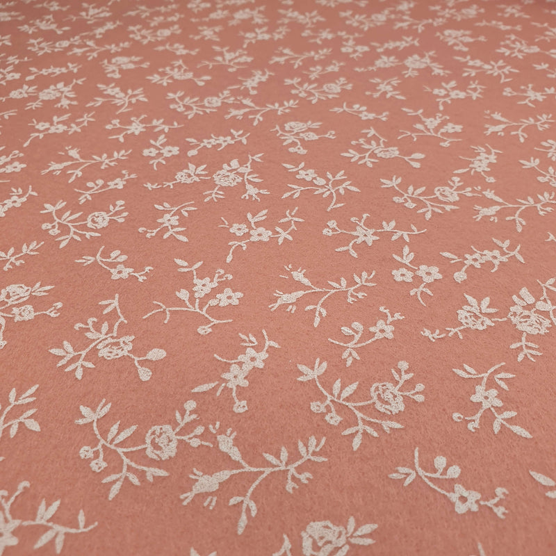 Pannolenci imprimé - Fleurs de sureau rose antique/blanc - coupe minimum ou multiples de 25 x 180 cm