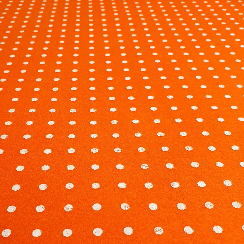 Bedruckte Pannolenci – ORANGE/WEIßE POLKA DOTs – Mindestschnitt oder Vielfaches von 25 x 180 cm