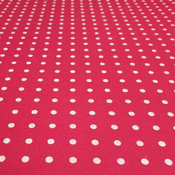 Pannolenci imprimés - FUXIA/WHITE POLKA POINTS - coupe minimum ou multiples de 25 x 180 cm