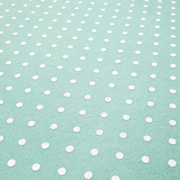 Bedruckte Pannolenci – MINT/WEIßE POLKA DOTS – Mindestschnitt oder Vielfaches von 25 x 180 cm