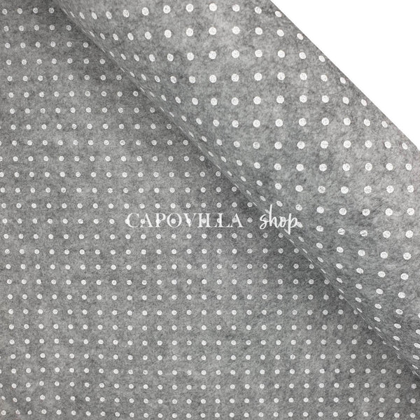 Pannolenci imprimés - MELANGE GREY/WHITE POLKA DOTs - coupe minimum ou multiples de 25 x 180 cm