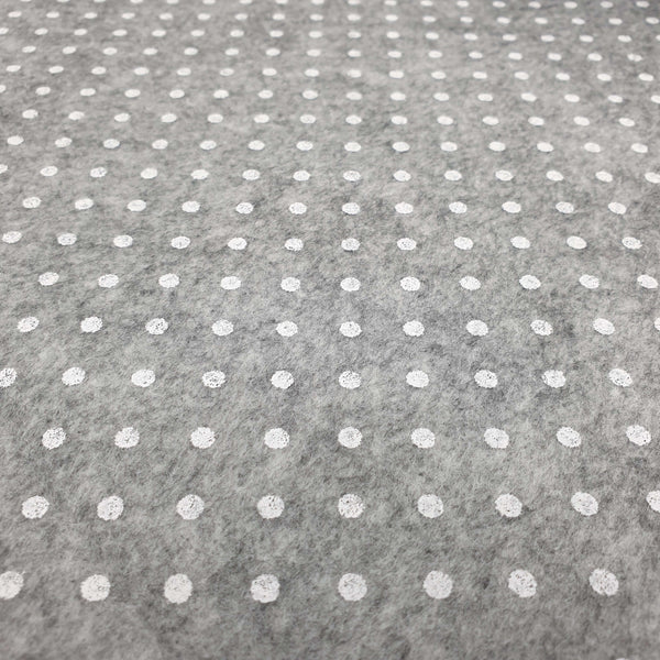 Bedruckte Pannolenci – MELANGE GRAU/WEIßE POLKA DOTs – Mindestschnitt oder Vielfaches von 25 x 180 cm