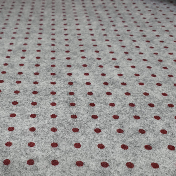 Pannolenci imprimés - MELANGE GREY/BORDEAUX DOTs - coupe minimum ou multiples de 25 x 180 cm