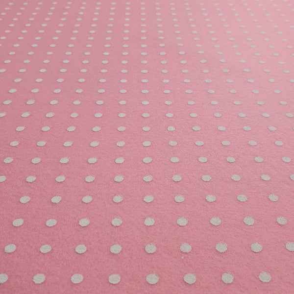 Bedruckte Pannolenci – ROSA/WEIßE POLKA PUNKTE – Mindestschnitt oder Vielfaches von 25 x 180 cm