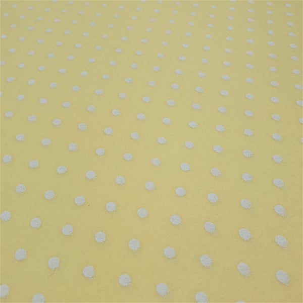 Pannolenci imprimé - BABY YELLOW/WHITE POIS - coupe minimum ou multiples de 25 x 180 cm