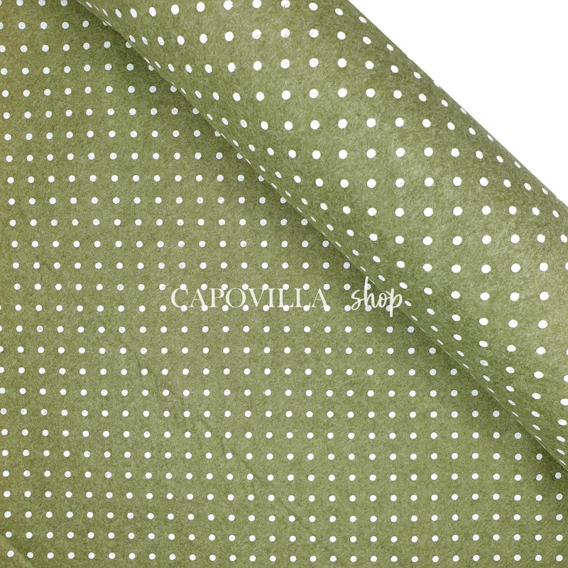 Bedruckte Pannolenci – MOSS/WHITE POLKA DOTs – Mindestschnitt oder Vielfaches von 25 x 180 cm