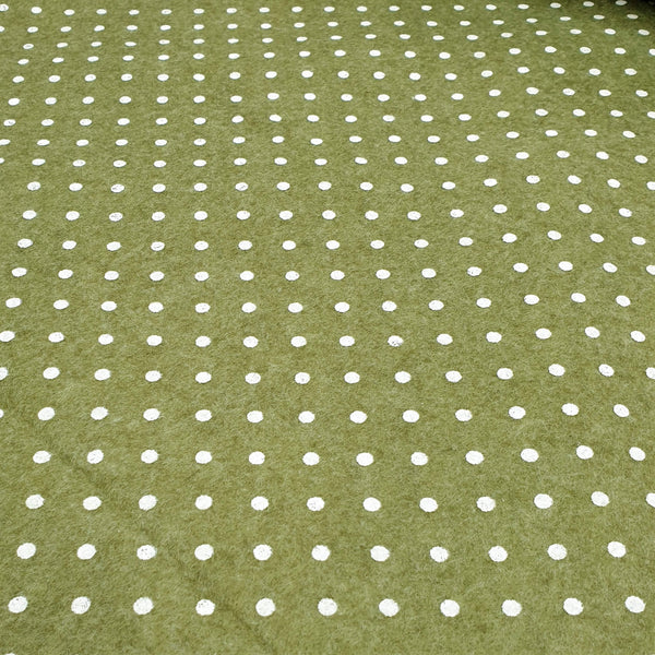 Bedruckte Pannolenci – MOSS/WHITE POLKA DOTs – Mindestschnitt oder Vielfaches von 25 x 180 cm