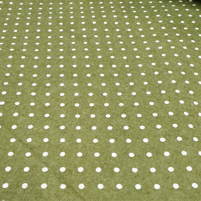 Bedruckte Pannolenci – MOSS/WHITE POLKA DOTs – Mindestschnitt oder Vielfaches von 25 x 180 cm