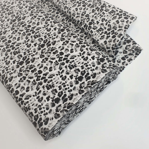 Gemusterte Baumwolle – GRAUER LEOPARD – Mindestschnitt oder Vielfaches von 25 x 290 cm