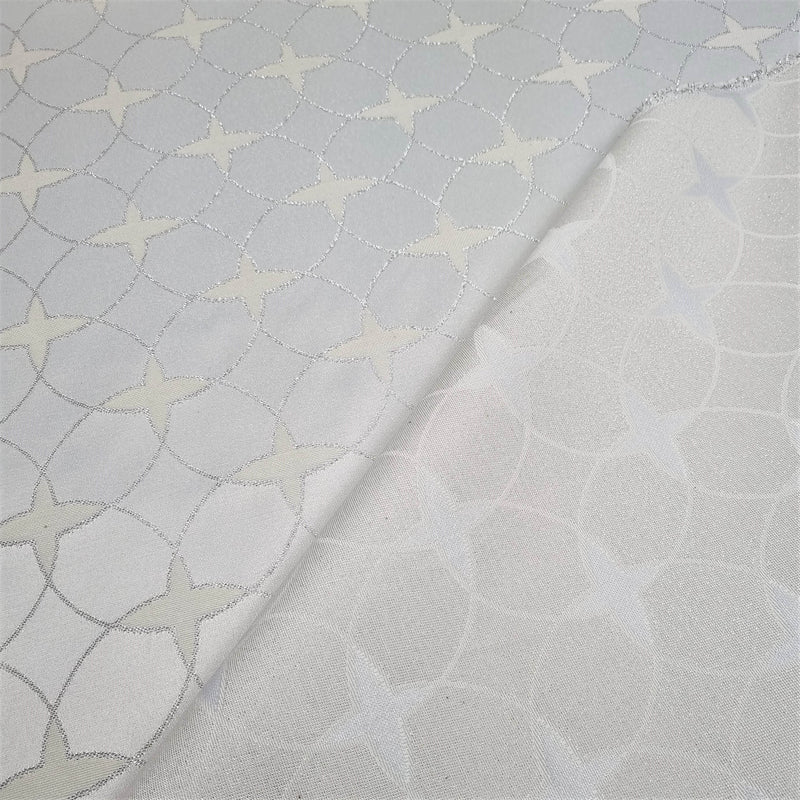 Tissu d'ameublement Jacquard H 280 cm - TISSÉ CERCLES ARGENT/LUREX