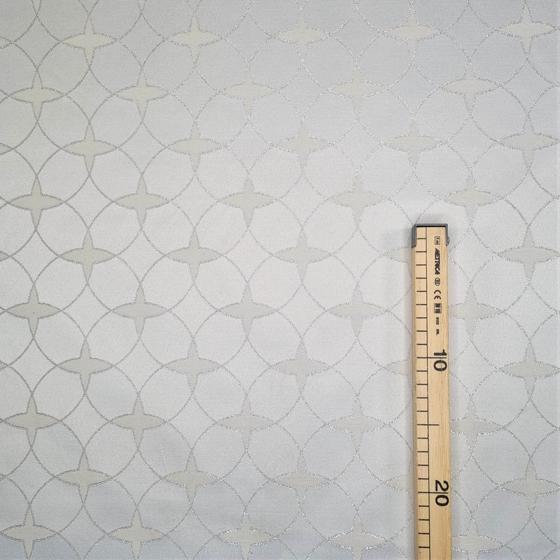 Tissu d'ameublement Jacquard H 280 cm - TISSÉ CERCLES ARGENT/LUREX