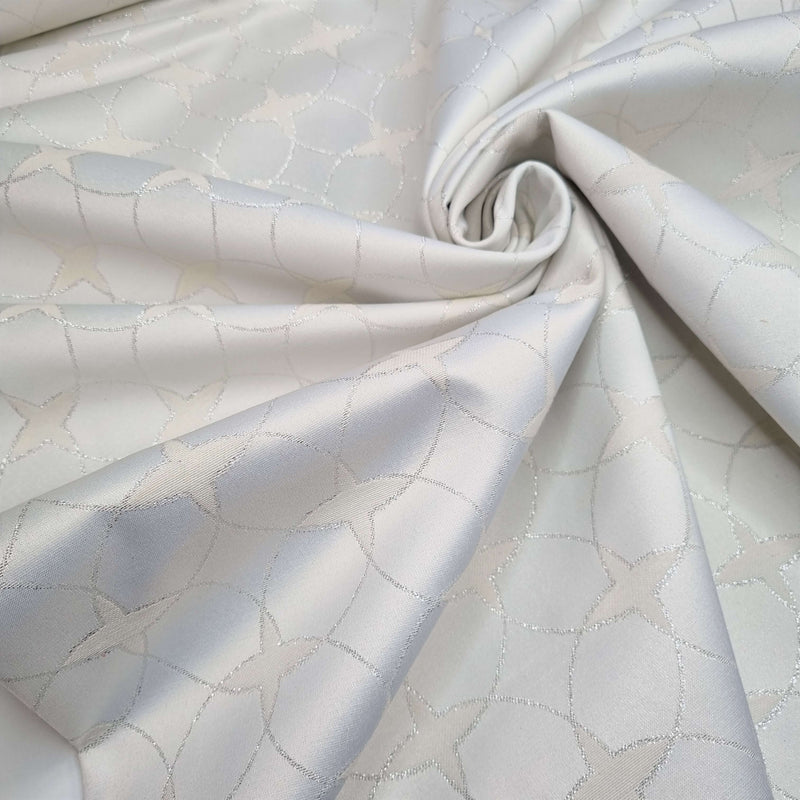 Tissu d'ameublement Jacquard H 280 cm - TISSÉ CERCLES ARGENT/LUREX