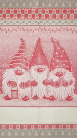 Torchon à broder pur coton - GNOMES ROUGES