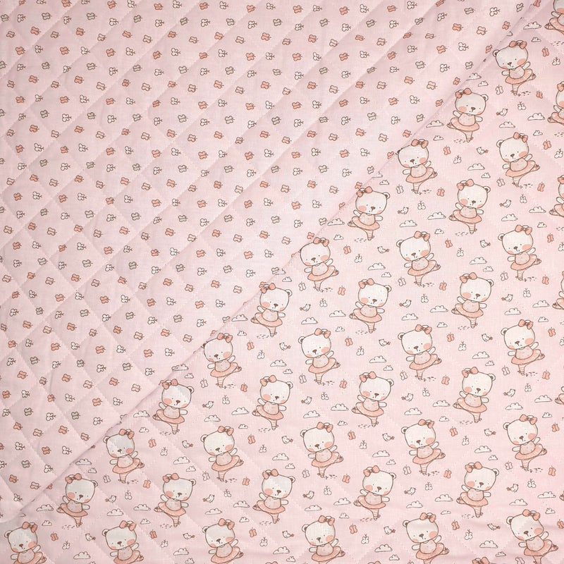 Matelassé en toile de coton double face H 140 cm - BALLERINAS ROSE