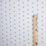 Trapuntato in tela di cotone double face H 140 cm - CUORI AZZURRI E BIANCHI