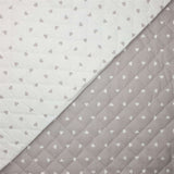 Matelassé en toile de coton double face - COEURS GRIS ET BLANCS - coupe minimum ou multiples de 25 x 140 cm