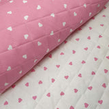 Trapuntato in tela di cotone double face H 140 cm - CUORI ROSA E BIANCHI